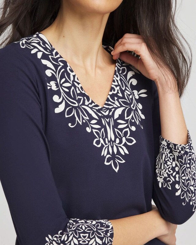 Chic Scroll 3/4 Sleeve Perfect Tee - image 4